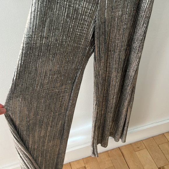 Elevenses Anthropologie Metallic Wide Leg Pants XXS - Picture 6 of 11